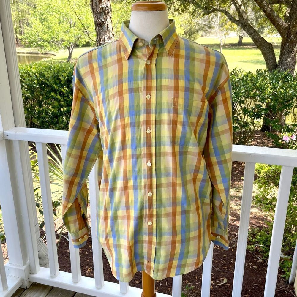Bugatchi Uomo Long z sleeve Check Plaid Shirt. Size Large.